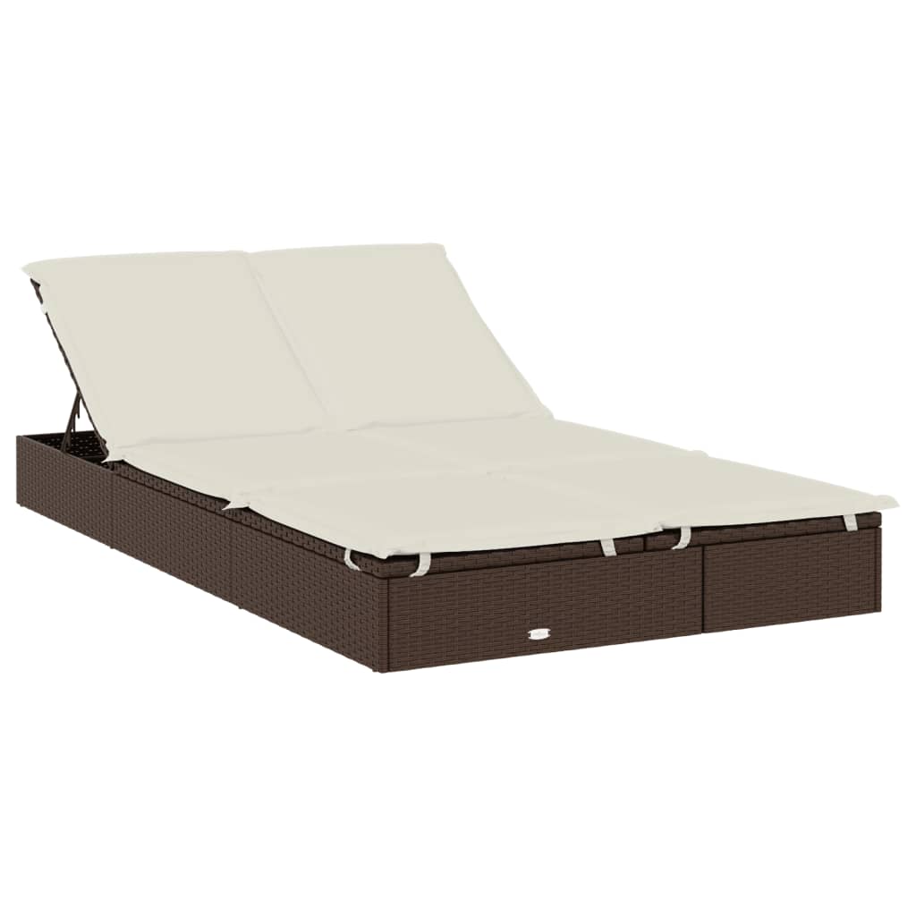 Ležaj za sunčanje za 2 osobe smeđi 213 x 118 x 97 cm poliratan