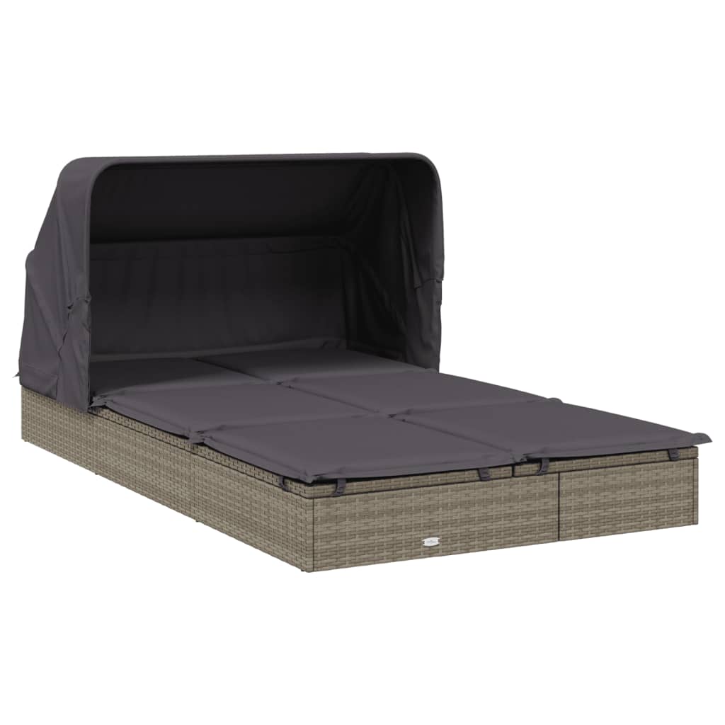 Ležaj za sunčanje za 2 osobe sivi 213 x 118 x 97 cm poliratan