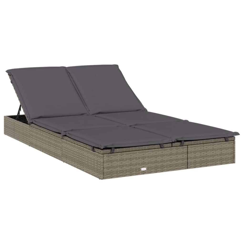 Ležaj za sunčanje za 2 osobe sivi 213 x 118 x 97 cm poliratan