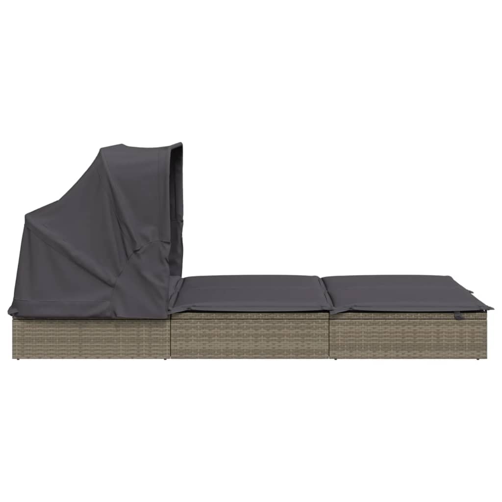 Ležaj za sunčanje za 2 osobe sivi 213 x 118 x 97 cm poliratan