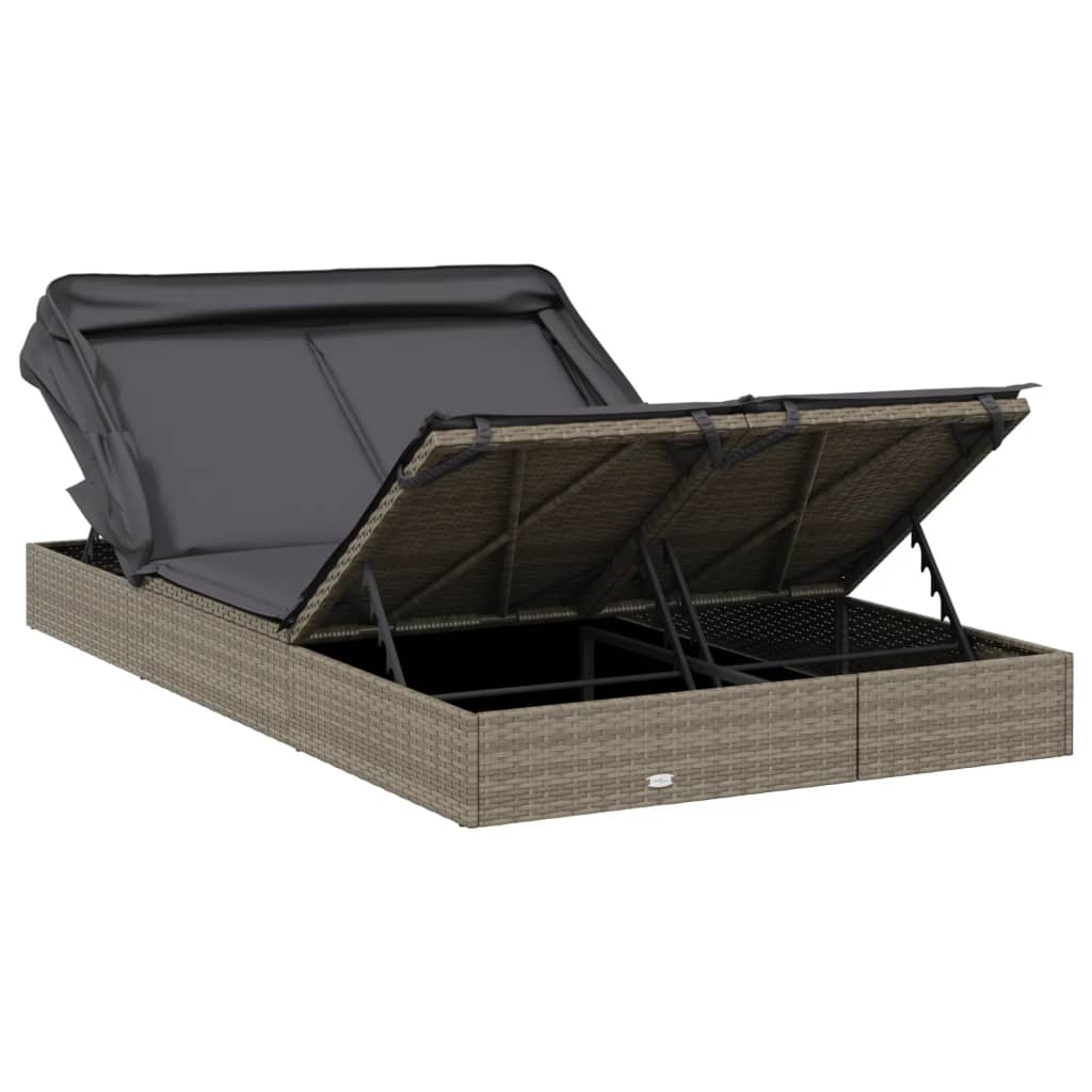 Ležaj za sunčanje za 2 osobe sivi 213 x 118 x 97 cm poliratan