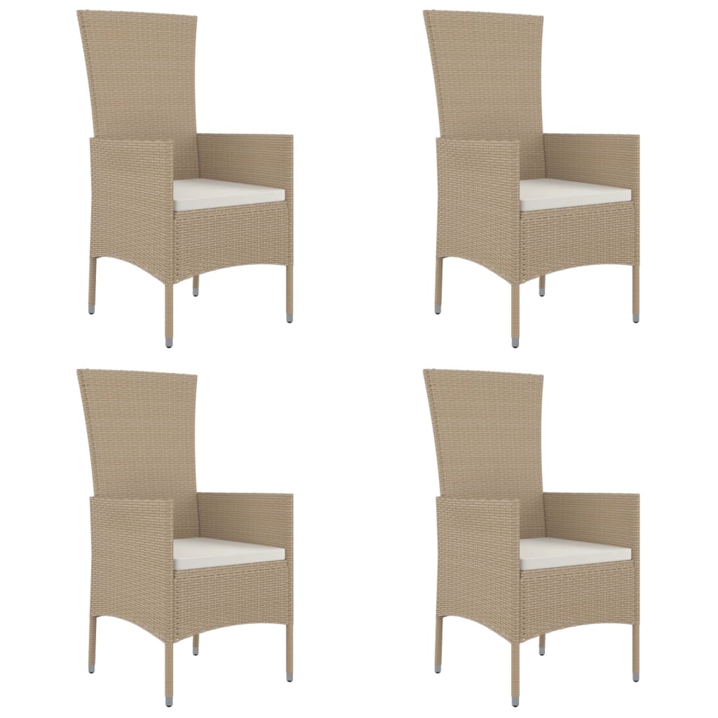 Vrtne stolice s jastucima 4 kom od poliratana bež