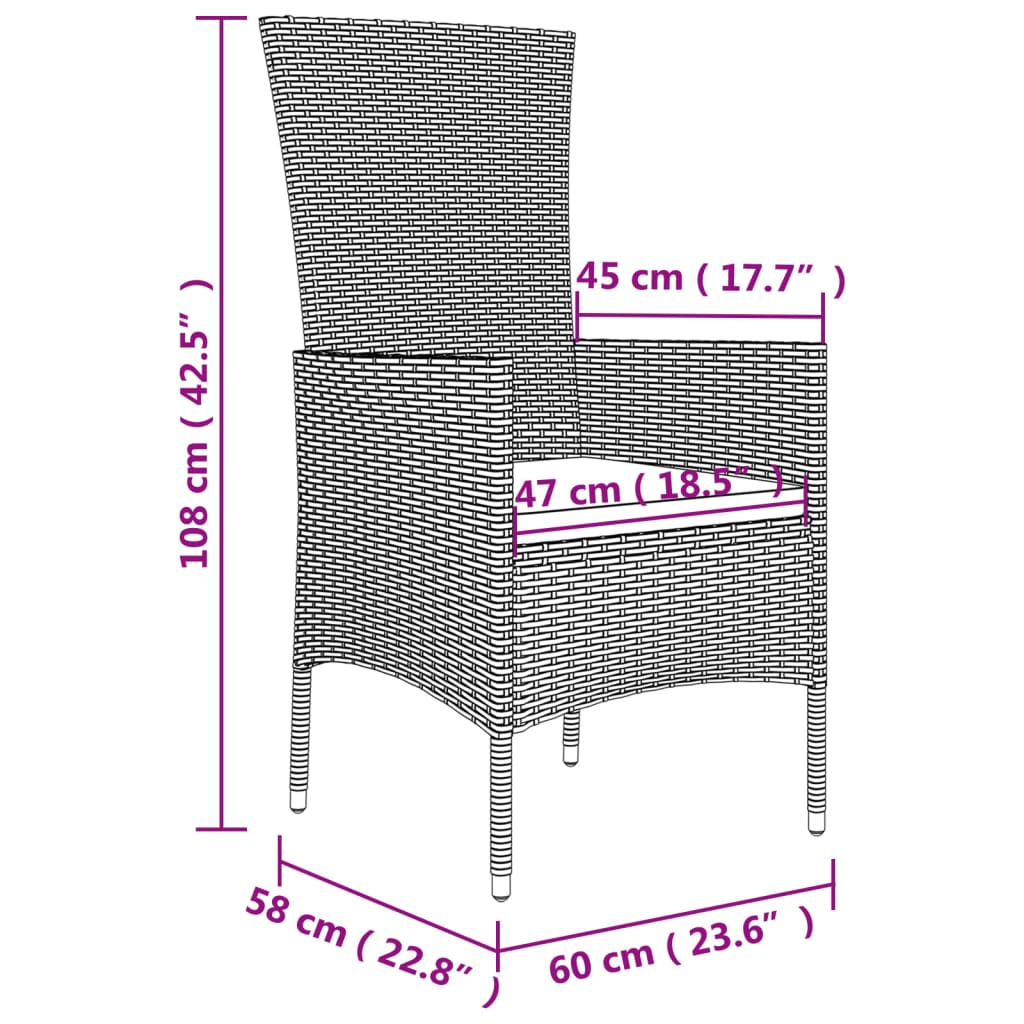 Vrtne stolice s jastucima 4 kom od poliratana bež