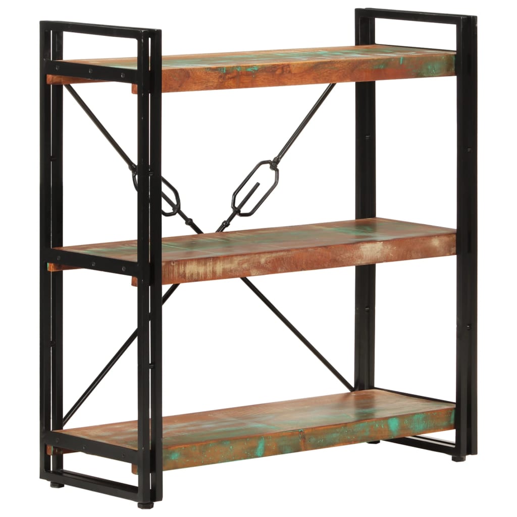 Regal za knjige s 3 razine 77x30x80cm obnovljeno drvo i željezo