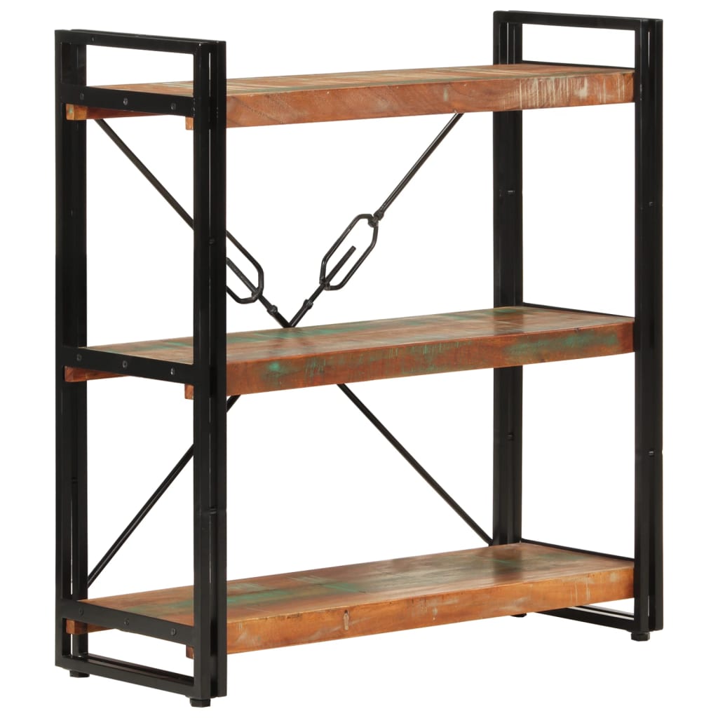 Regal za knjige s 3 razine 77x30x80cm obnovljeno drvo i željezo
