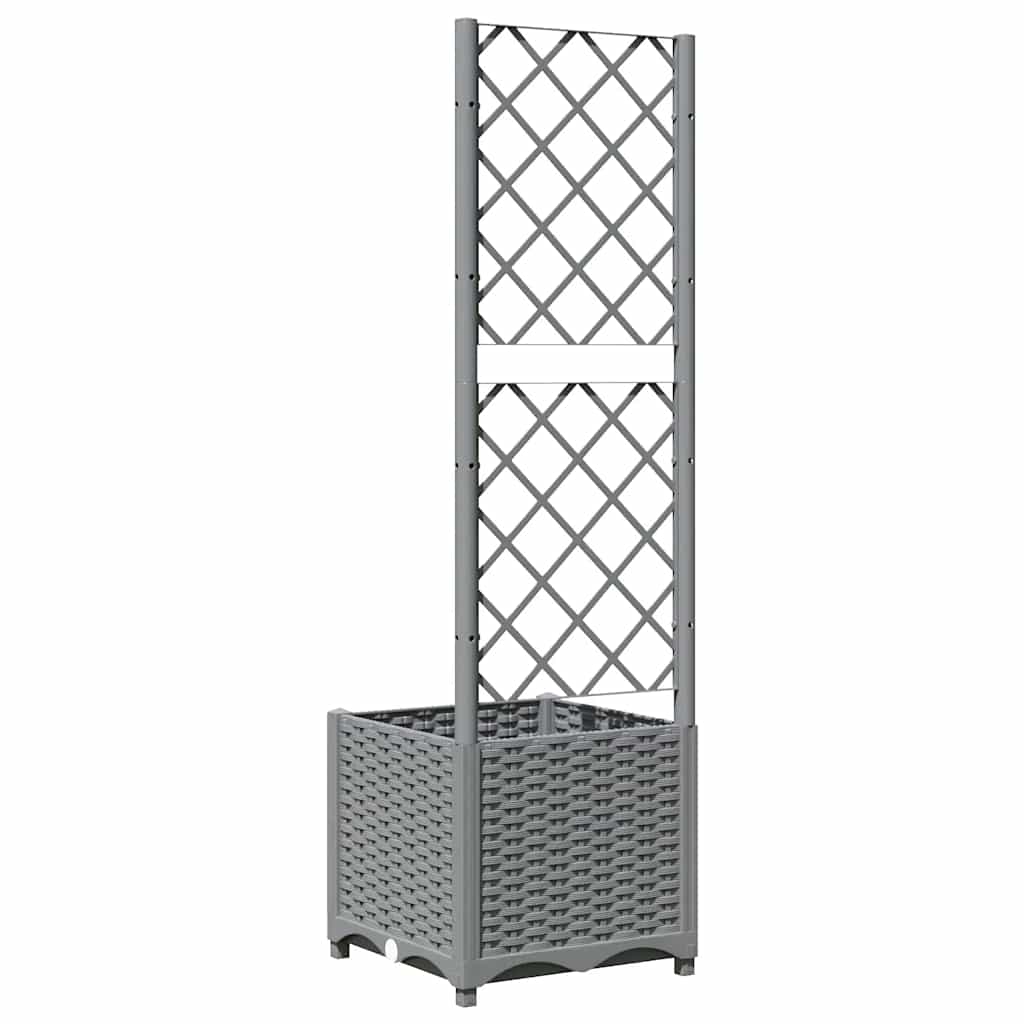 Vrtna sadilica s rešetkom svjetlosiva 40 x 40 x 136 cm PP