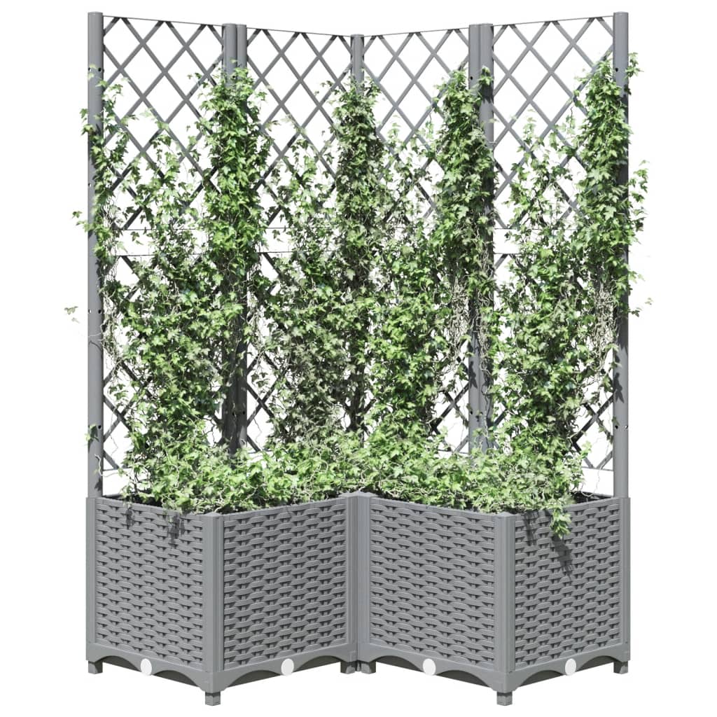 Vrtna sadilica s rešetkom svjetlosiva 80x80x136 cm PP