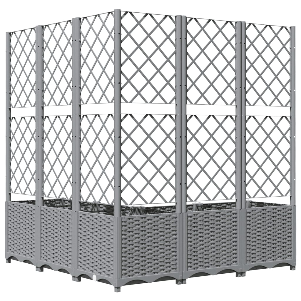 Vrtna sadilica s rešetkom svjetlosiva 120 x 120 x 136 cm PP