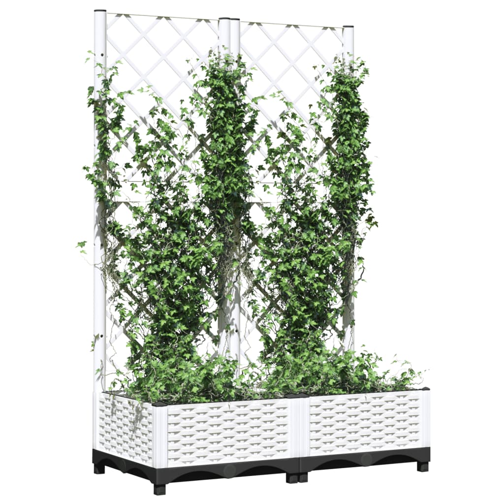 Vrtna sadilica s rešetkom bijela 80 x 40 x 121,5 cm PP
