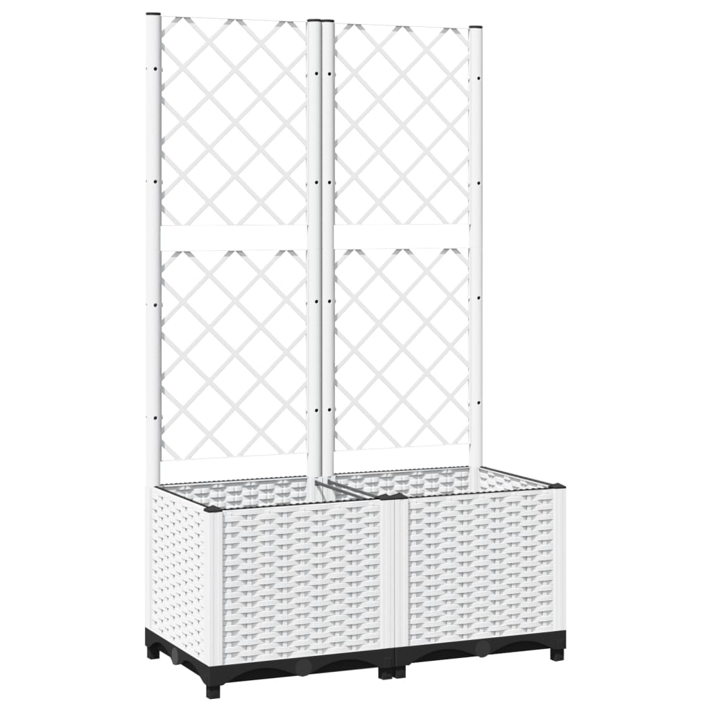 Vrtna sadilica s rešetkom bijela 80 x 40 x 136 cm PP