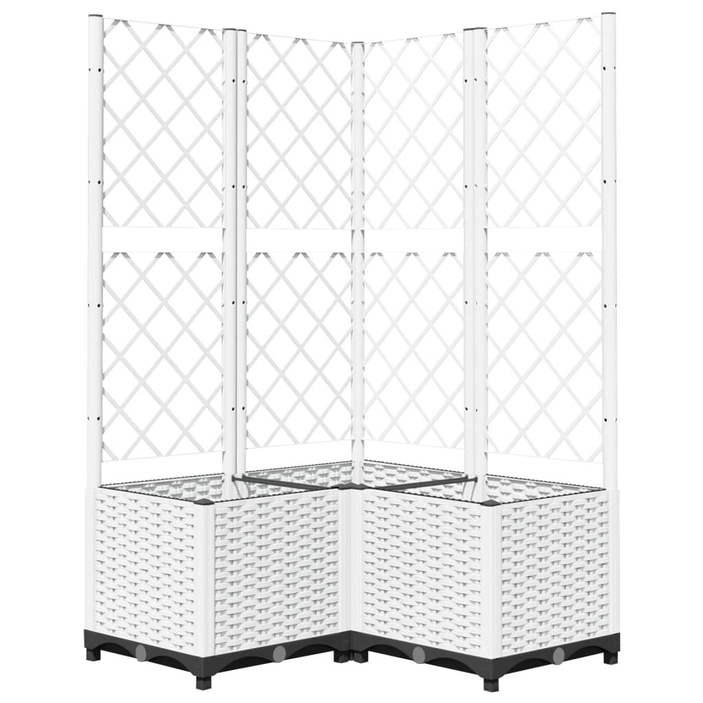 Vrtna sadilica s rešetkom bijela 80 x 80 x 136 cm PP