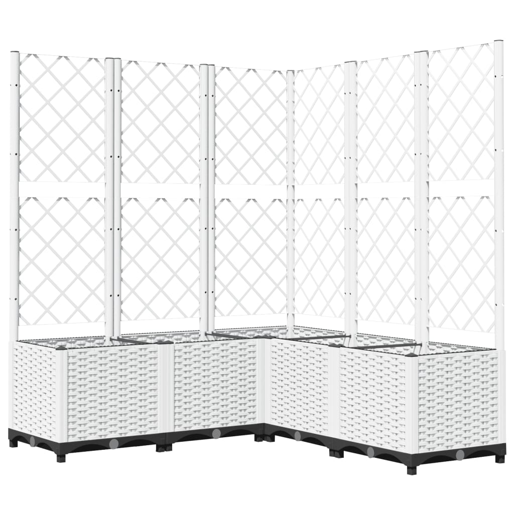 Vrtna sadilica s rešetkom bijela 120 x 120 x 136 cm PP