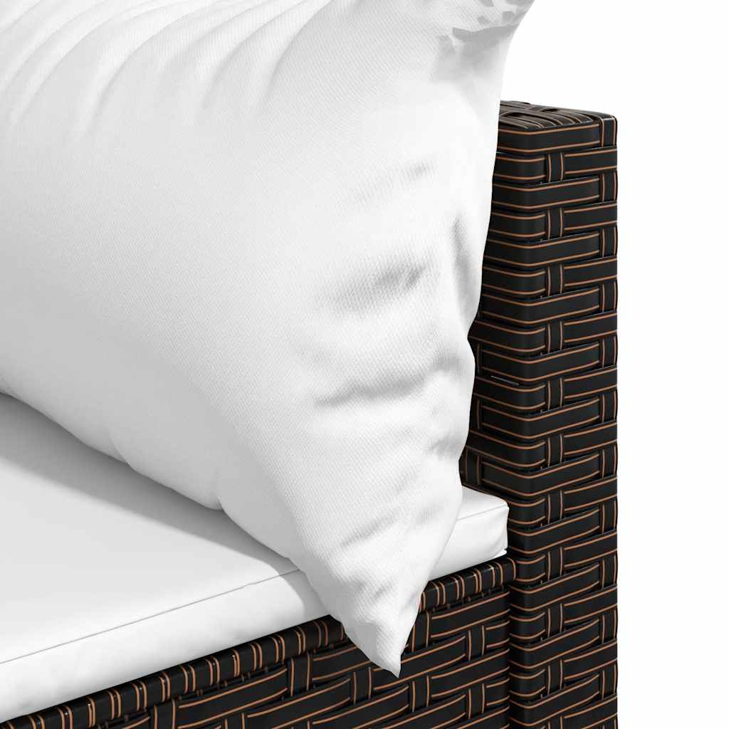3-dijelna vrtna garnitura od poliratana s jastucima smeđa