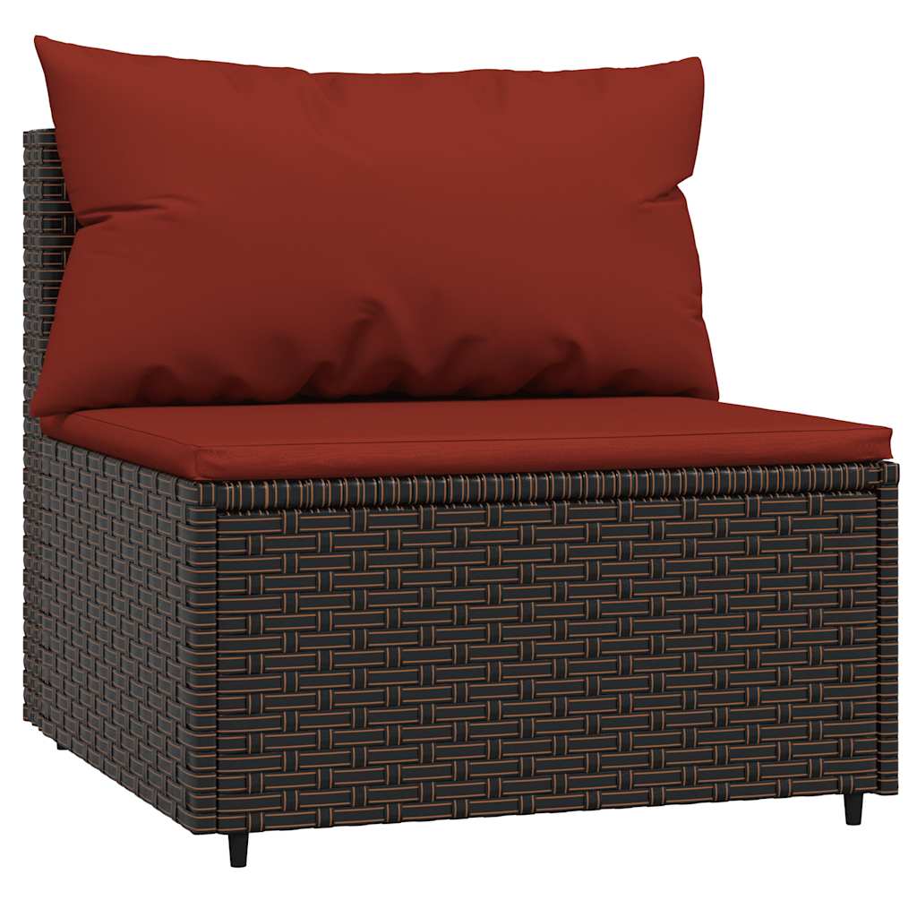 3-dijelna vrtna garnitura od poliratana s jastucima smeđa