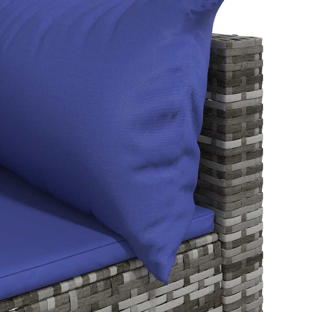 Kutna vrtna sofa od poliratana s jastucima siva