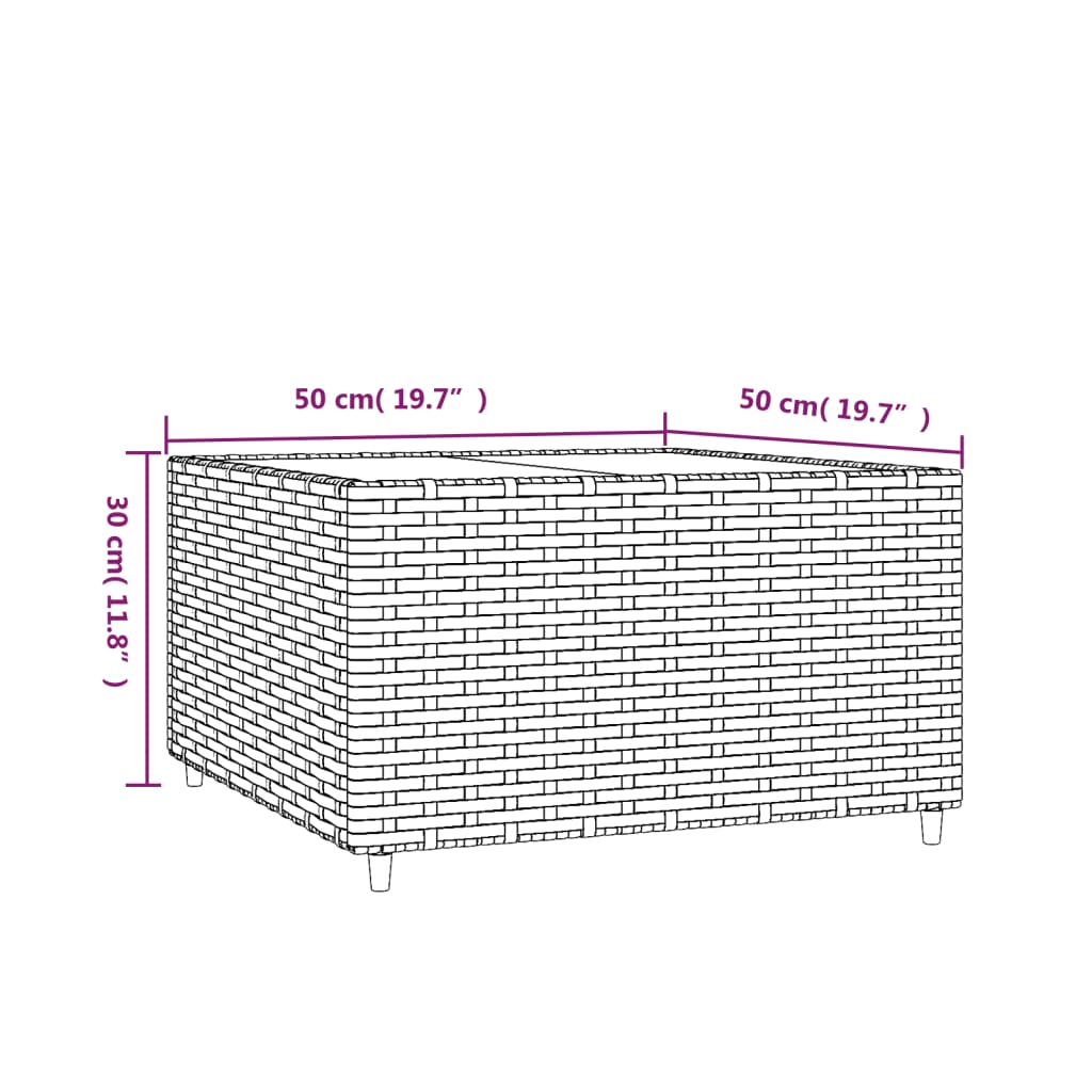Četvrtasti vrtni stolić za kavu sivi 50 x 50 x 30 cm poliratan