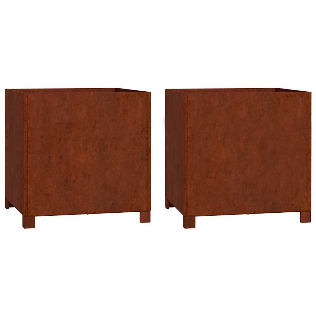 Sadilice s nogama 2 kom boja hrđe 50x50x50 cm od čelika COR-TEN