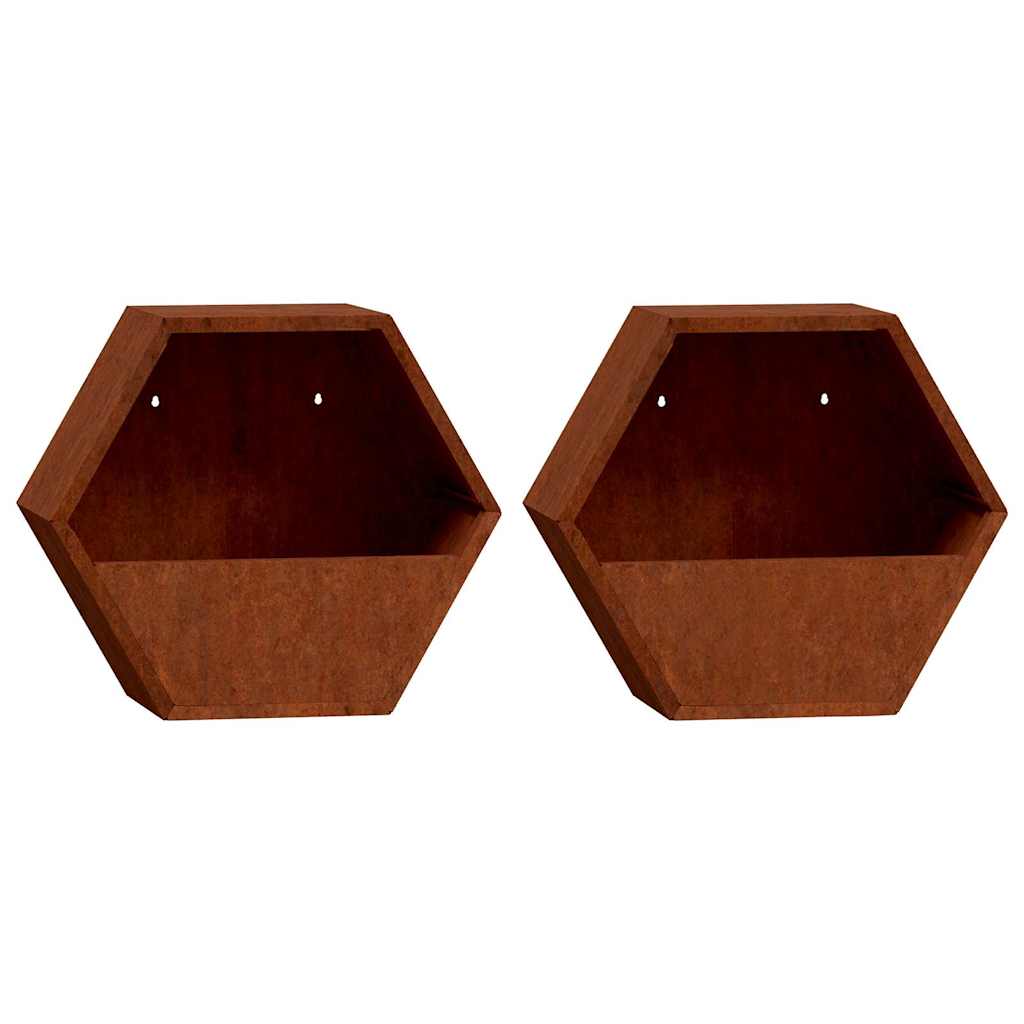 Zidne sadilice 2 kom boja hrđe od čelika COR-TEN 30x10x25 cm