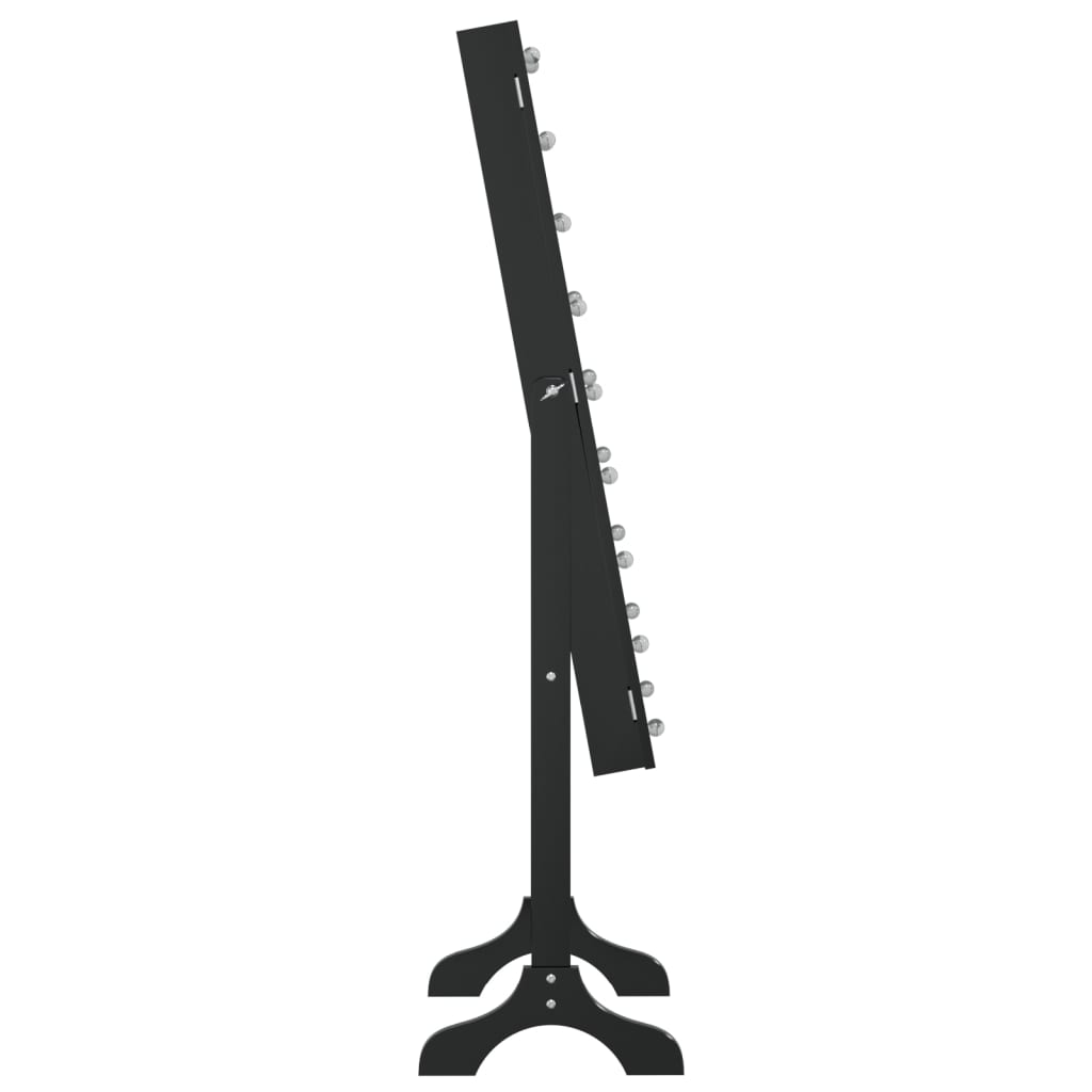 Samostojeće ogledalo s LED svjetlima crno 34 x 37 x 146 cm