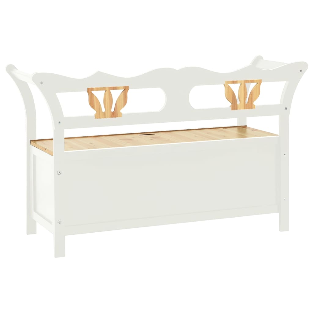 Klupa bijela 107 x 45 x 75,5 cm od masivne jelovine