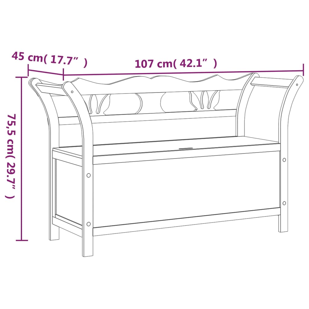 Klupa siva 107 x 45 x 75,5 cm od masivne jelovine