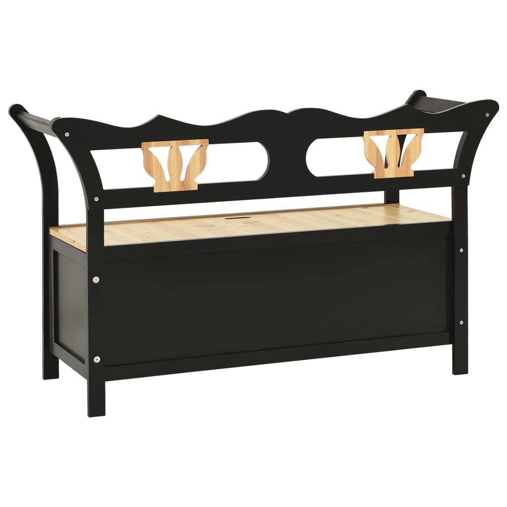 Klupa crna 107 x 45 x 75,5 cm od masivne jelovine