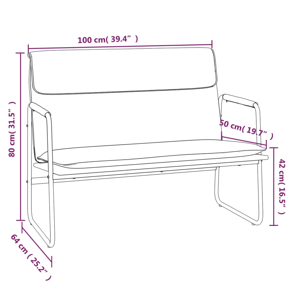 Klupa crna 100 x 64 x 80 cm od umjetne kože