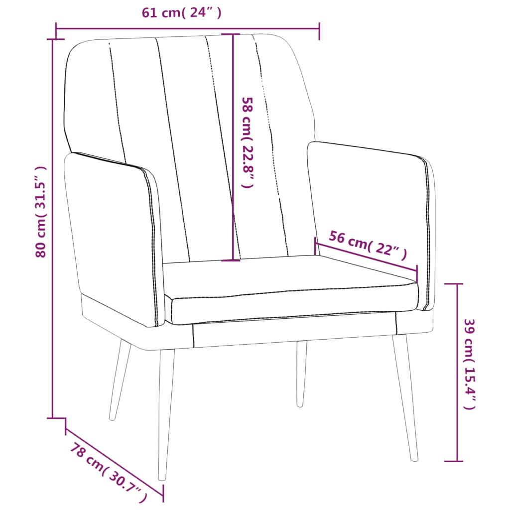 Fotelja crna 61 x 78 x 80 cm od umjetne kože