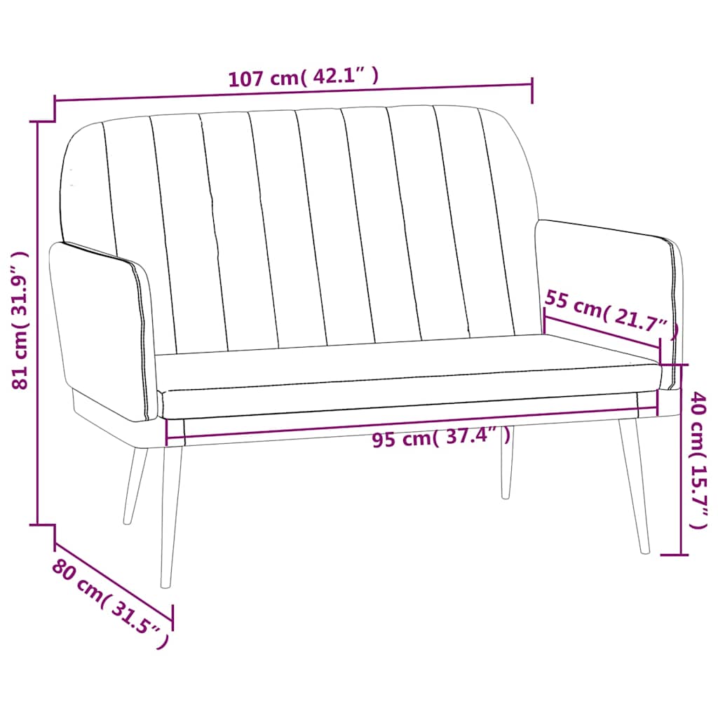 Klupa sivi 107 x 80 x 81 cm od umjetne kože