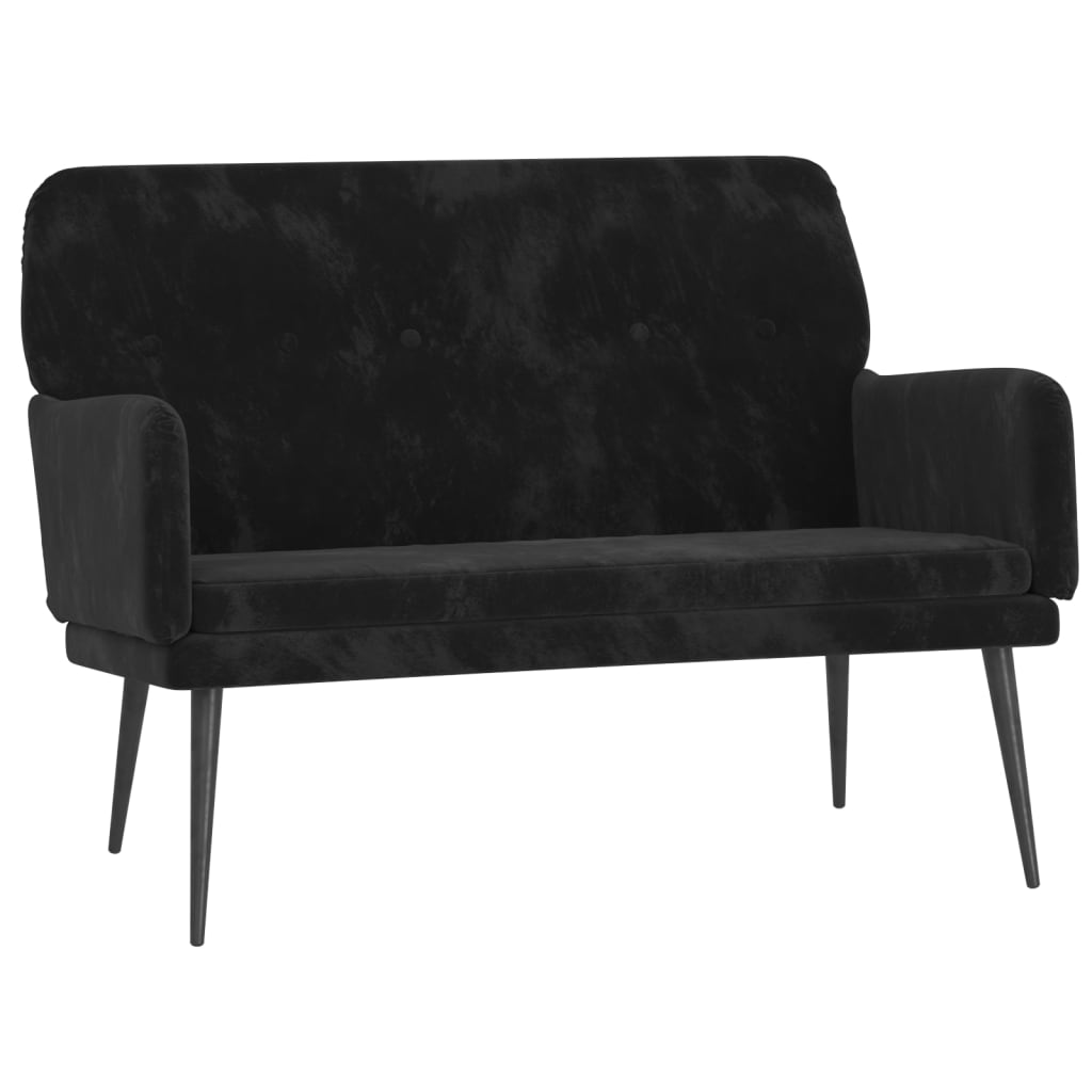 Klupa crna 108 x 35 x 41 cm baršunasta