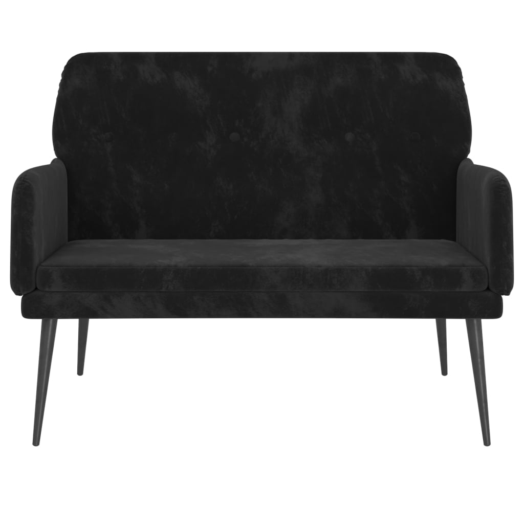 Klupa crna 108 x 35 x 41 cm baršunasta