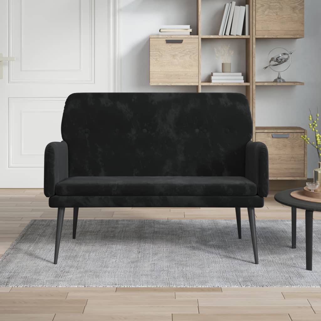 Klupa crna 108 x 35 x 41 cm baršunasta