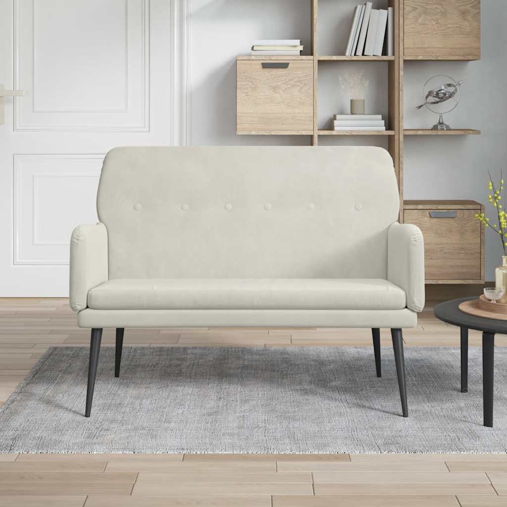 Klupa krem 108 x 79 x 79 cm baršunasta