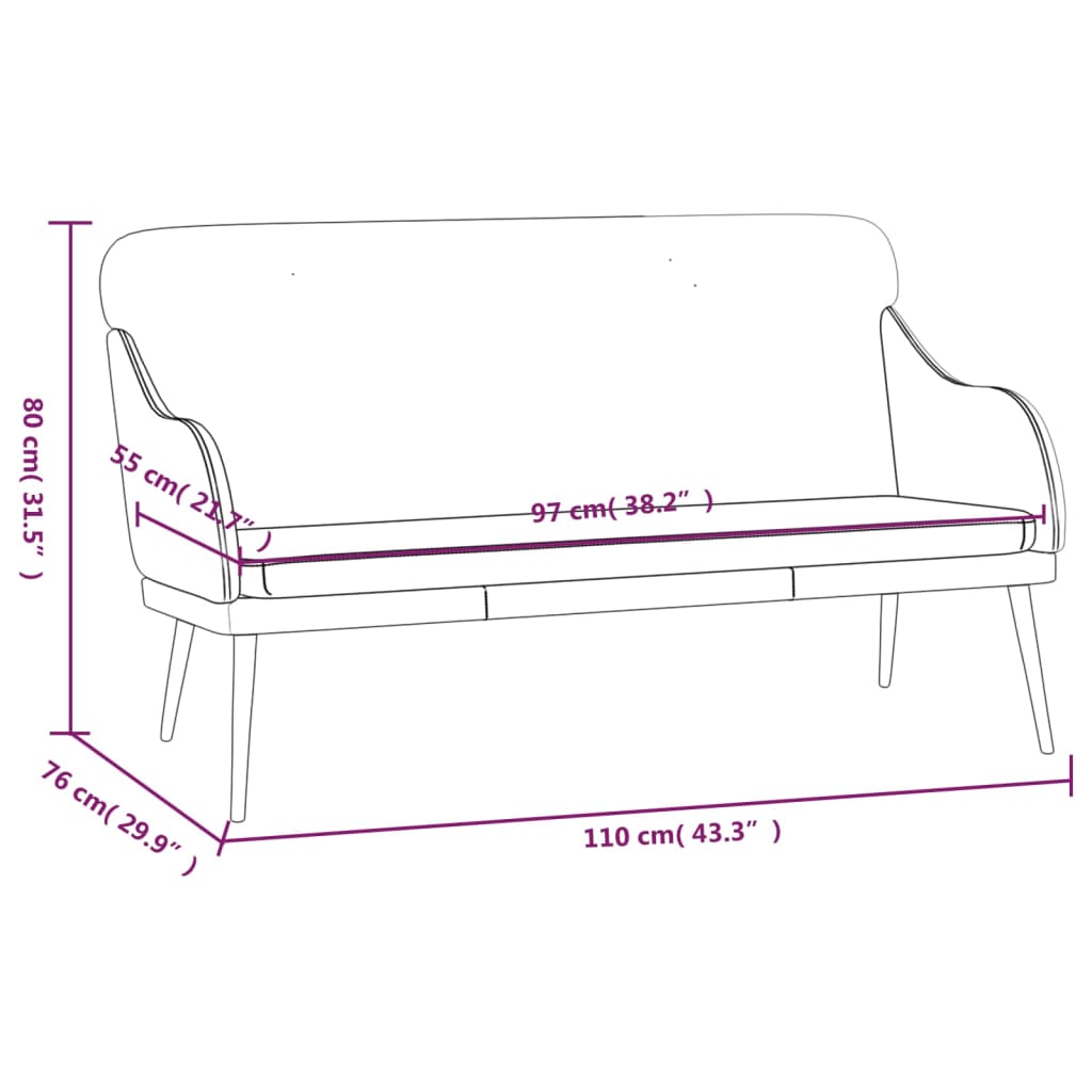 Klupa crvena boja vina 110x76x80 cm od umjetne kože