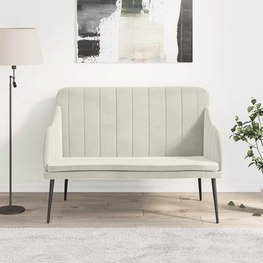 Klupa krem 110 x 76 x 80 cm baršunasta