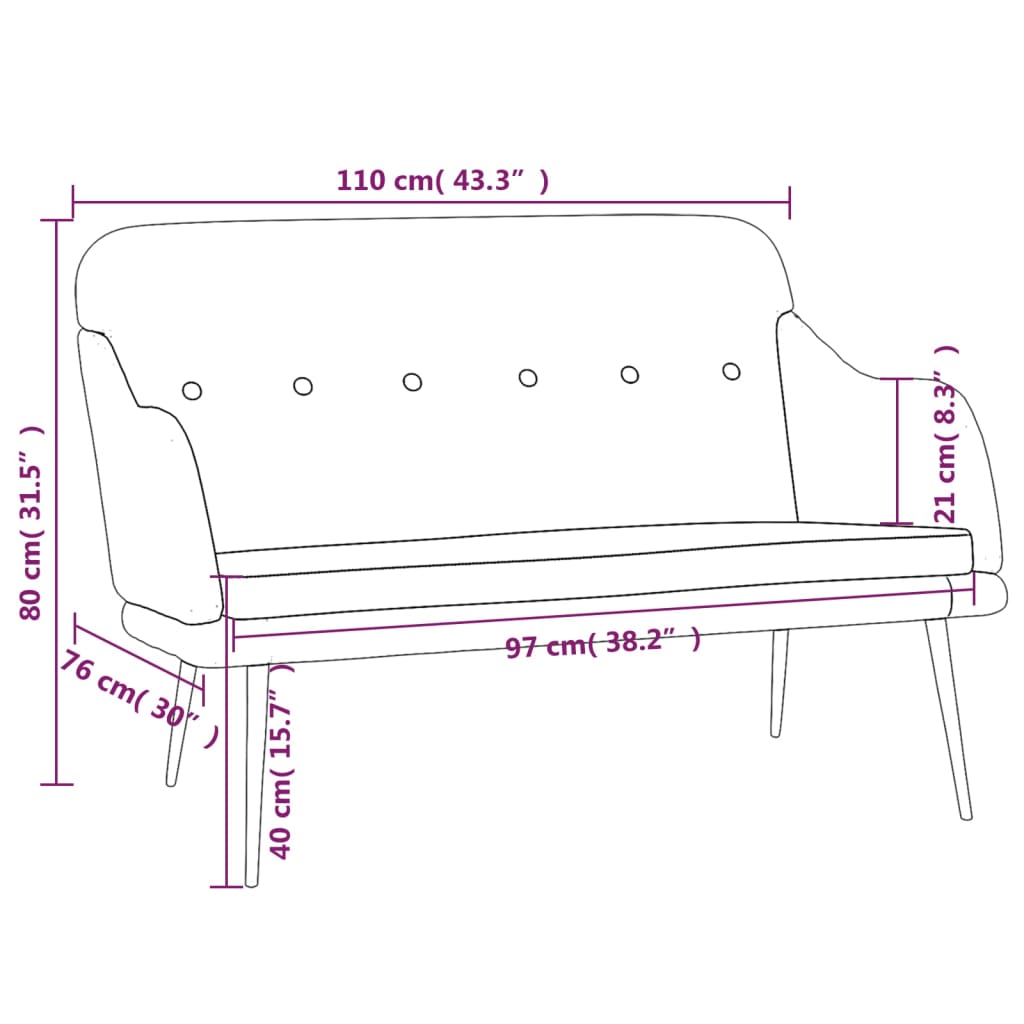 Klupa plava 110 x 76 x 80 cm od tkanine