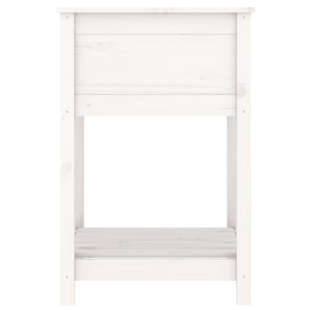 Sadilica s policom bijela 54x54x81 cm od masivne borovine