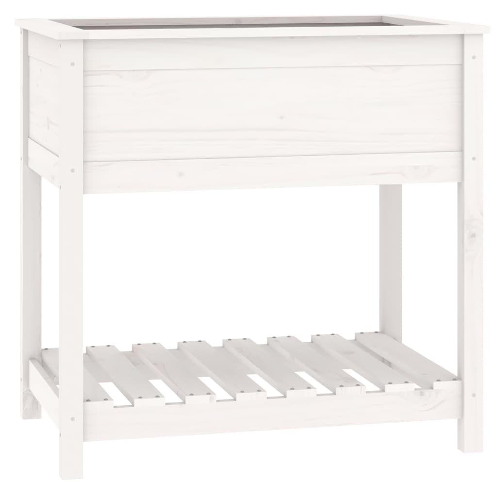 Sadilica s policom bijela 82,5x54x81 cm od masivne borovine