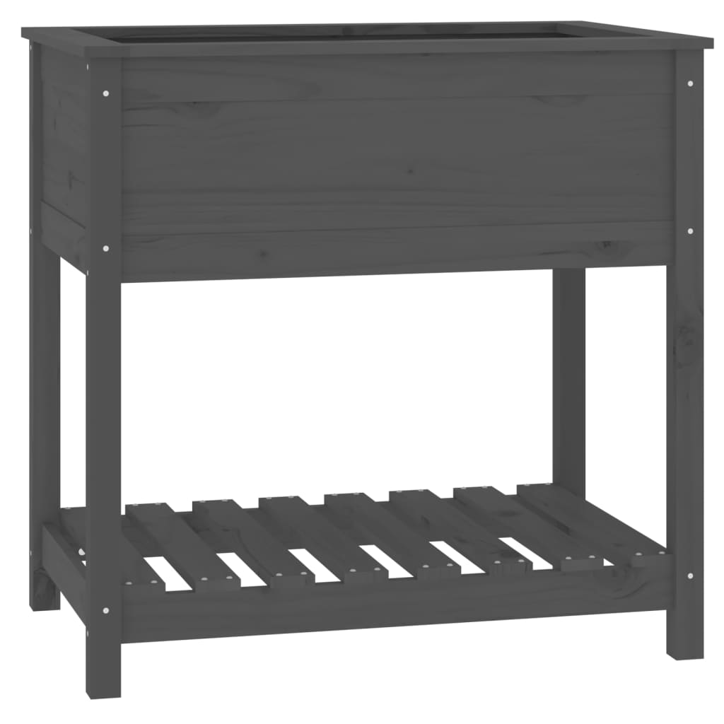 Sadilica s policom siva 82,5x54x81 cm od masivne borovine