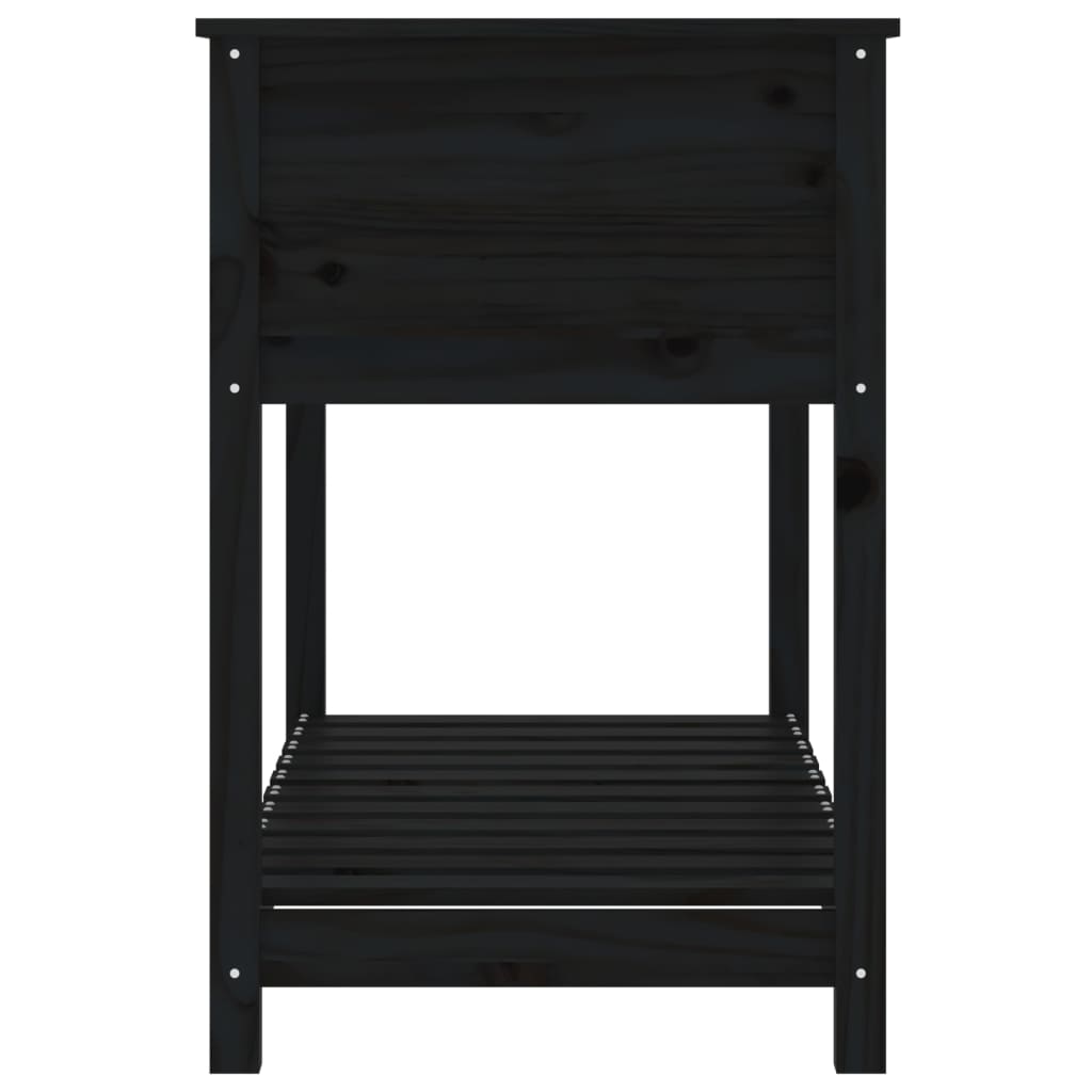 Sadilica s policom crna 111,5x54x81 cm od masivne borovine