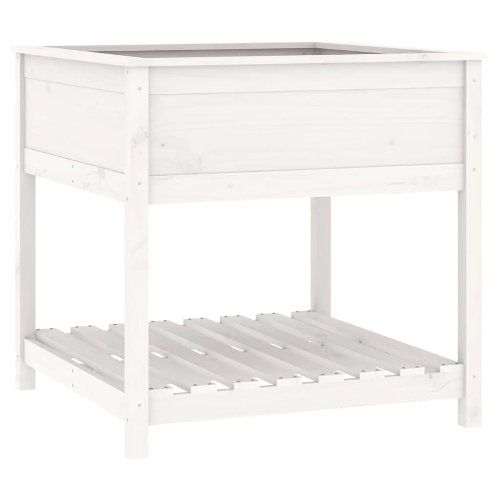 Sadilica s policom bijela 82,5x82,5x81 cm od masivne borovine