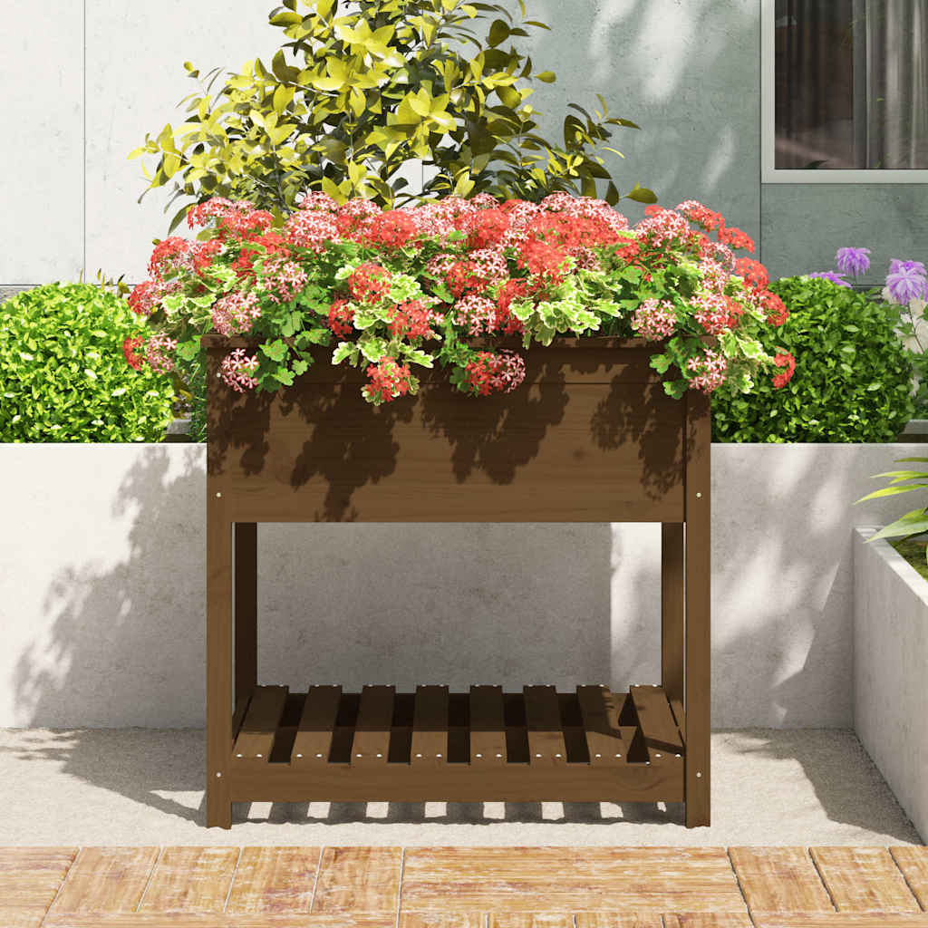 Sadilica s policom boja meda 82,5x82,5x81cm od masivne borovine