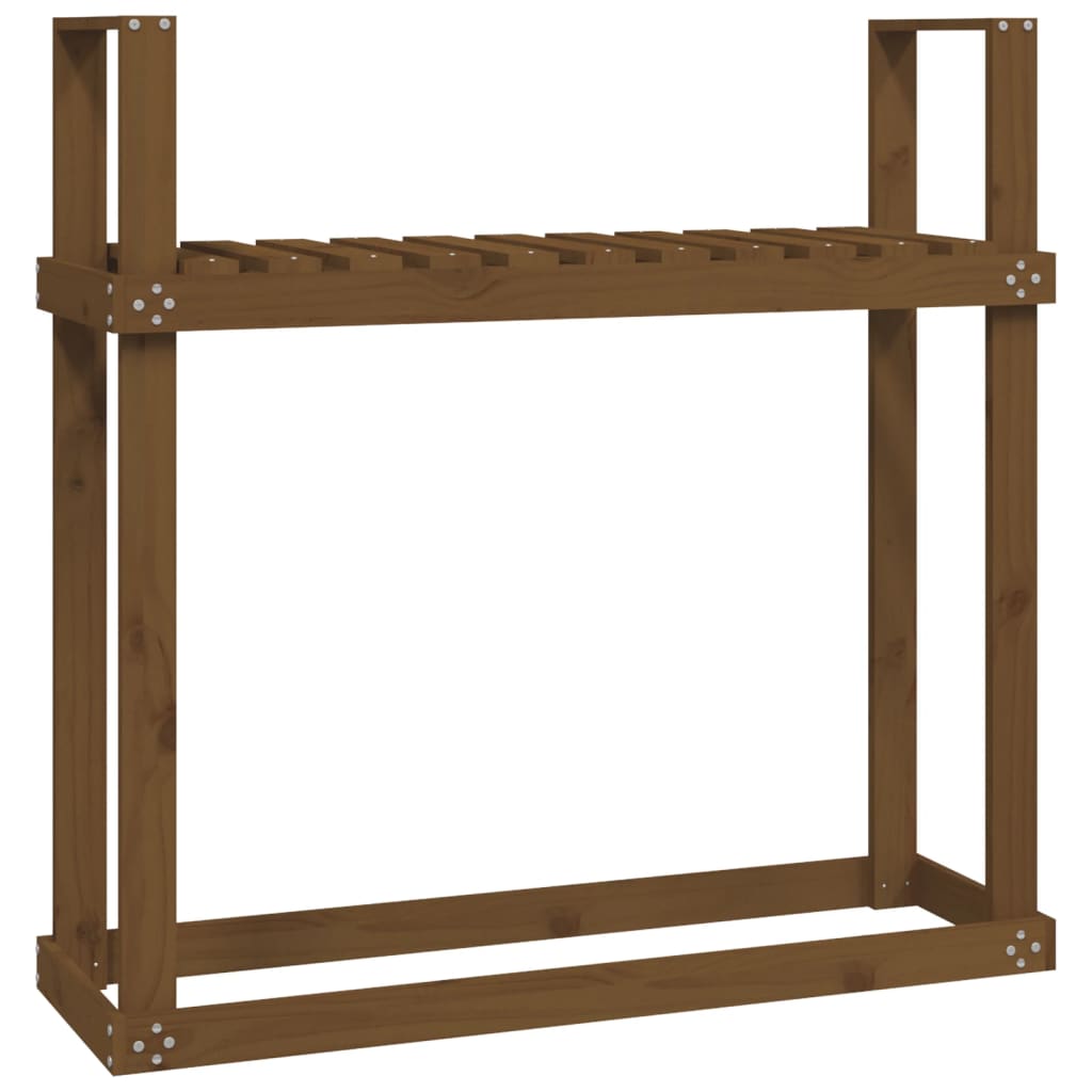 Stalak za drva za ogrjev boja meda 110x35x108,5 cm od borovine