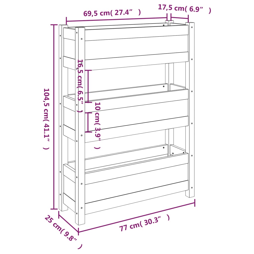 Sadilica crna 77 x 25 x 104,5 cm od masivne borovine