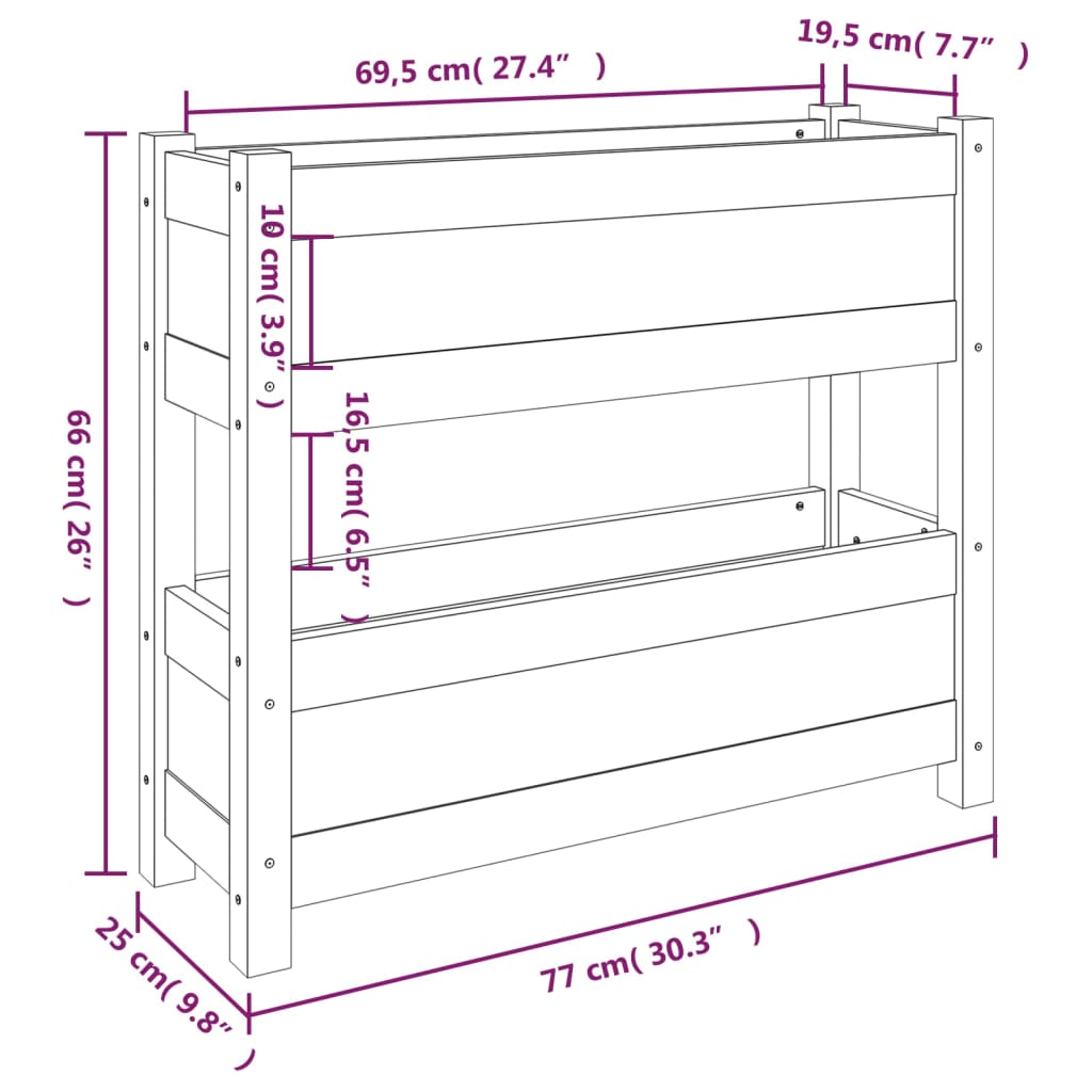 Sadilica siva 77 x 25 x 66 cm od masivne borovine