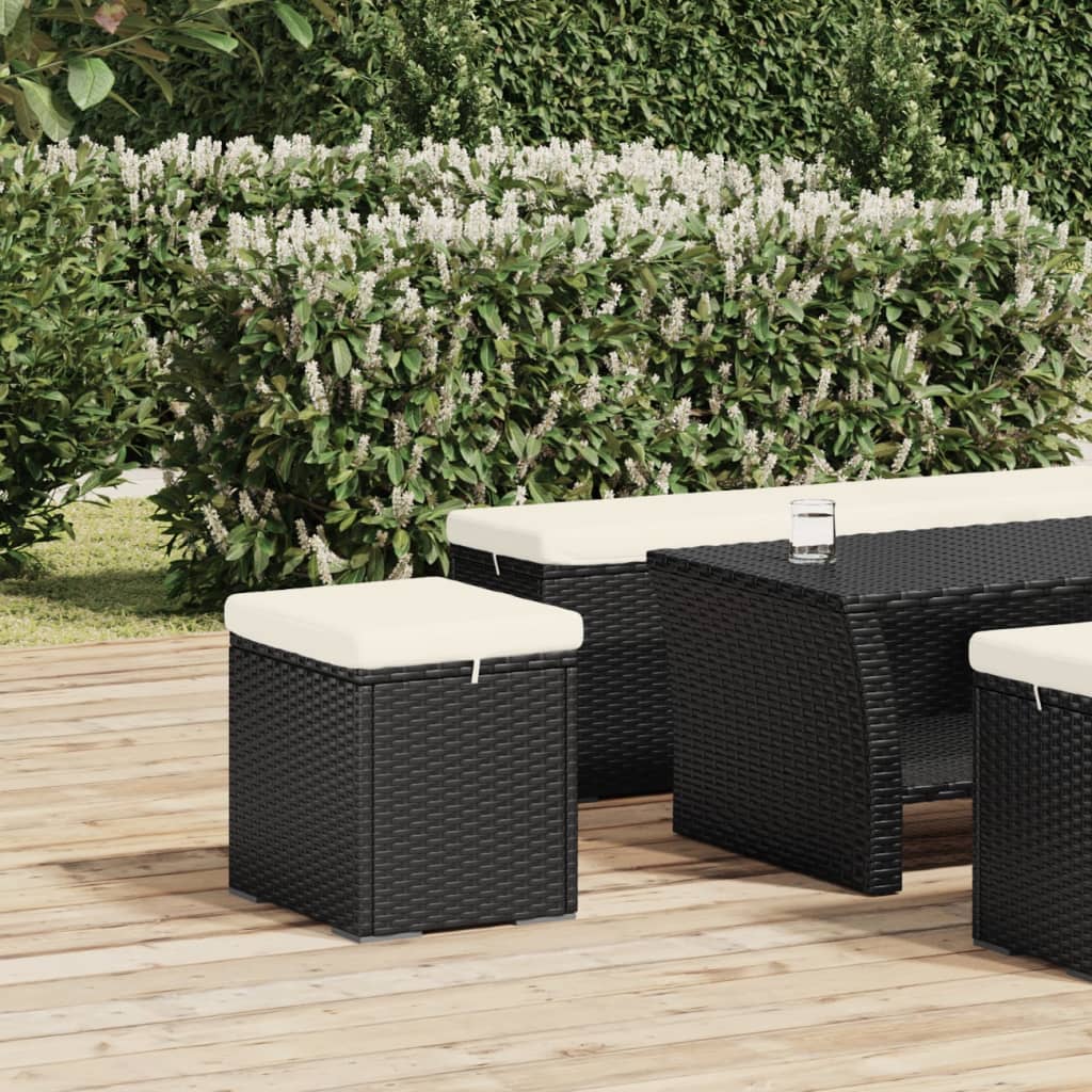 Otoman s jastukom crni 40 x 30 x 40 cm od poliratana