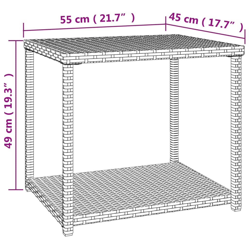 Bočni stolić crni 55 x 45 x 49 cm od poliratana
