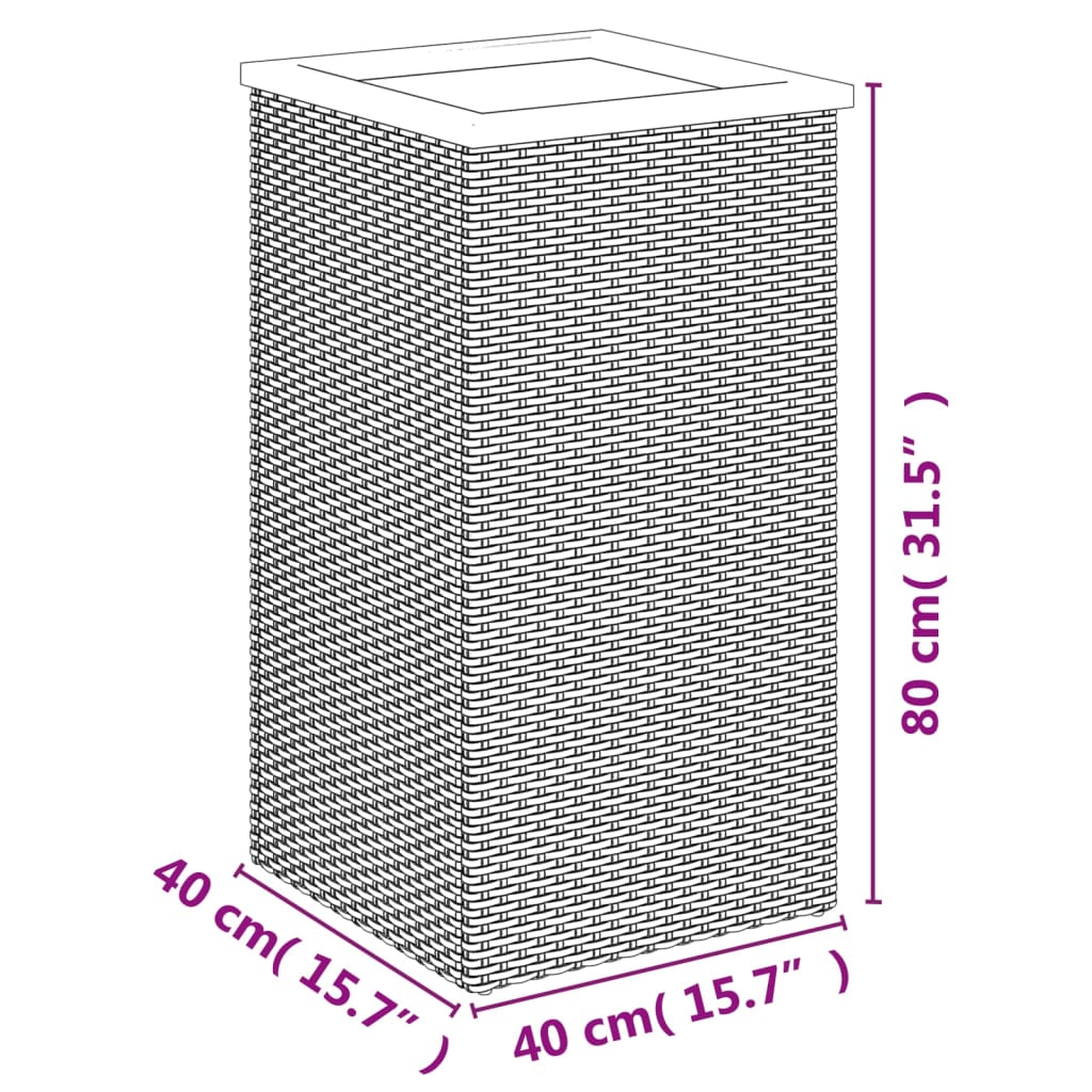 Sadilica crna 40 x 40 x 80 cm od poliratana