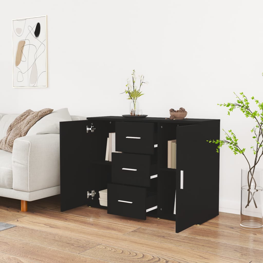 Komoda crna 91 x 29,5 x 65 cm od konstruiranog drva