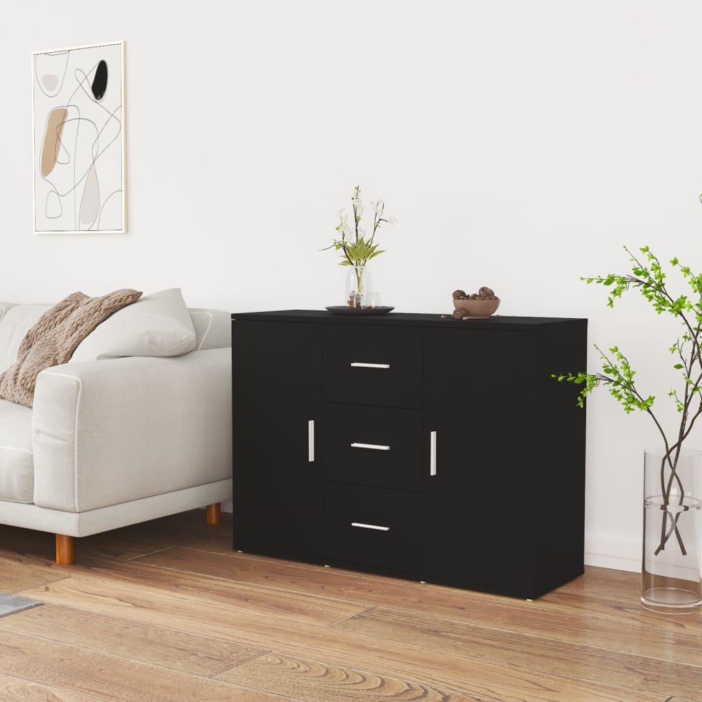 Komoda crna 91 x 29,5 x 65 cm od konstruiranog drva